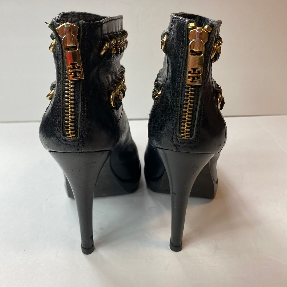 SOLD Tory Burch Lysa Leather & Chain Link Booties - Picture 7 of 16